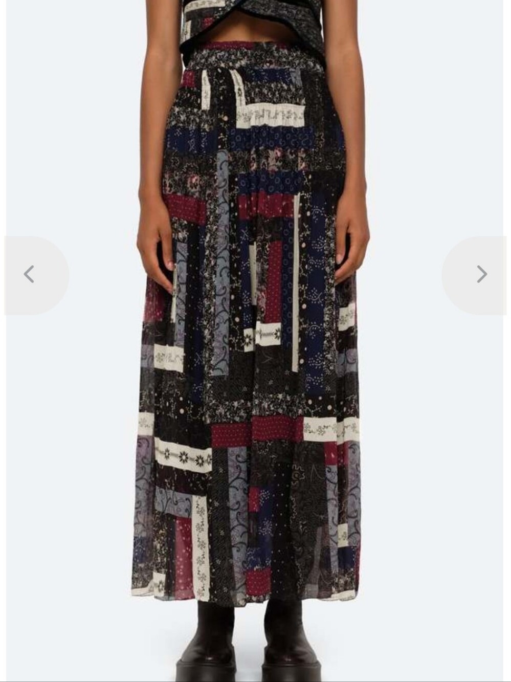 SEA New York Alani Maxi Skirt Patchwork Pattern Size Large